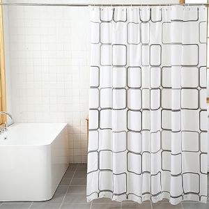 Helweet Rideau de Douche, Rideau de Salle de Bain, Rideau de Baignoire, Rideau Anti Moisissure, Rideau de Douche Imperméable, Rideau de Douche de Salle de Bain, 180 X 200cm (Motif à Carreaux) (DORRP, neuf)