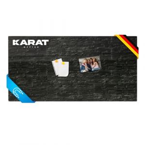 KARAT Tableau magnétique en verre noir - 46 x 91 cm - Avec 3 aimants et accessoires de montage - 4 mm d'épaisseur - En verre de sécurité - Tableau mémo magnétique et inscriptible - Pour cuisine et (MEISTEREI, neuf)