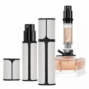 muilsae BF01WHB Vaporisateur Parfum, 10 ml Flacon rechargeable, Vaporisateur de voyage portable, adapt&eacute; au sac &agrave; main, au voyage, pour femmes et hommes (Blanc Noir) (Aromamuse, neuf)