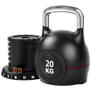 Kettlebell Réglable 20 kg, 7-en-1 Kettle bells, 7 Niveaux de Poids, Idéal pour Fitness & entraînement à domicile, Compact & Peu Encombrant (Noir, 20 kg) (Dorigod Trading Limited, neuf)