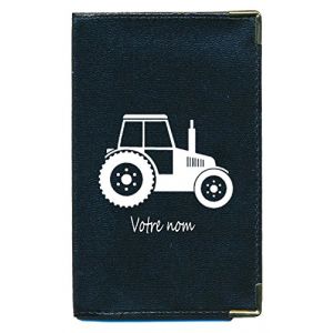 Syl'la Porte Carte Grise et Papier Voiture en Simili pour Femme ou Homme Noir (Tracteur personnalisé avec prenom) (sylla city, neuf)