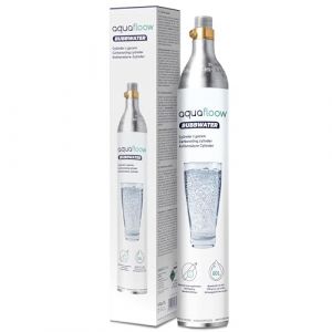 AquaFloow Cylindre CO₂ pour Machine à eau Pétillante Premium 600 ml, Cartouche pour Eau Gazeuse, Cylindre jusqu’à 60 L, Remplacement compatible avec SodaStream, Aarke- lot de 1 (aquafloow, neuf)