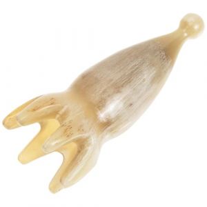 UKCOCO Peigne de Massage Portatif en Corne de B&oelig;uf Blanc 7-9 Cm, Peigne &agrave; Dents Larges pour Cuir Chevelu, Outil de Massage Relaxant Multifonction pour Visage, Cou et T&ecirc;te (Fruitscher, neuf)