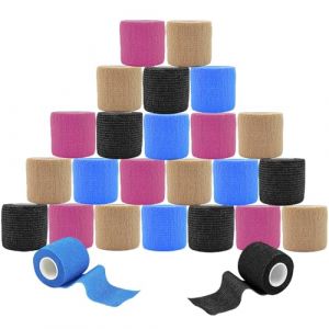 ANAMPION Bandage Autoadh&eacute;sif, 5cm x 4.5m Bande Cohesive pour Les Humains Et Les Animaux, Bande Strapping Adh&eacute;sif pour Gonflement Des Chevilles, Sports, Animaux (4 Couleur MIX, 24 Rouleaux) (ANAMPION-EU, neuf)