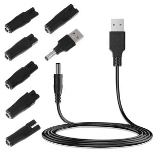 7 Pièces Chargeur Rasoir Universel 5V USB Câble de Charge Multifonction avec 7 Adaptateurs pour Tondeuses et Rasoirs Électriques, Compatible avec Philips Norelco Babyliss Multigroom OneBlade (Funver, neuf)