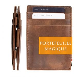 Garzini Portefeuille Magique Homme Cuir V&eacute;ritable, 10 Fentes Cartes, Porte Carte RFID Protection, Portefeuille Minimaliste et Fin - Porte Feuille Homme, Couleur Brushed Brown (Garzini Europe, neuf)