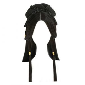 Tenue chinoise pour femmes, perruque traditionnelle tressée noire longue Hanfus, perruque asiatique synthétique, Costume chinois de Cosplay pour filles (BBhalcyonheiyo, neuf)