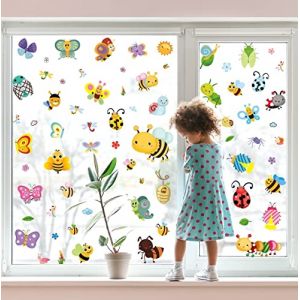 WandSticker4U&reg;- [69 pi&egrave;ces] Stickers fen&ecirc;tre enfant PAPILLON & ABEILLE & COL&Eacute;OPT&Egrave;RE r&eacute;utilisable I Autocollant fen&ecirc;tre animaux I Stickers vitres d&eacute;coratifs chambre b&eacute;b&eacute; enfant fille & gar&ccedil;on d&eacute;co (WandSticker4U&reg;, neuf)