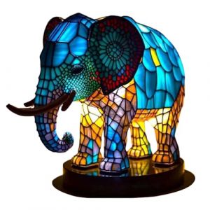 tuwiwol Lampe de Table de Chevet en Forme d'animaux, élégante et Pratique, en résine, Style Animal, Lampe de Bureau, veilleuse Animale, Lampe de Table Facile, Éléphant Magique (gemliont, neuf)