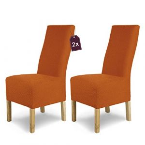 SCHEFFLER-Home Housse de Chaise en Flanelle élastique « Luna-Long » / Lot de 2 / Terra/Housses de Chaise pour chaises de balançoire/Housse Extensible (SCHEFFLER-HOME, neuf)