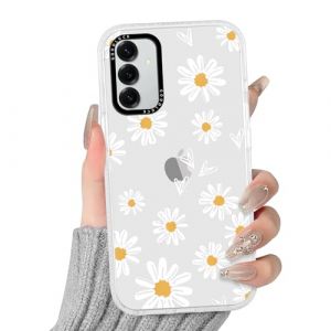 Yirlbey Transparente Coque pour Samsung Galaxy S25 5G, Aesthetic Fleur Coeur Marguerite Motif &Eacute;tui Mignon Design Housse de T&eacute;l&eacute;phone pour Filles, Silicone Cover Case pour Samsung S25 6,7",Blanc (XUPINBO, neuf)