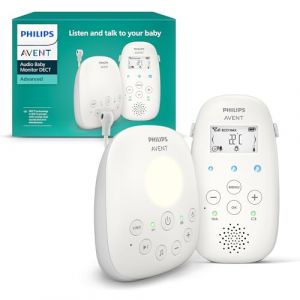 Philips Avent DECT - &Eacute;coute-b&eacute;b&eacute; Audio avec veilleuse et berceuses, Conversation bidirectionnelle, port&eacute;e de 330m, autonomie de 18h, Connexion s&eacute;curis&eacute;e, capteur de temp&eacute;rature, Son Clair, SCD713/26 (Alvareon, neuf)