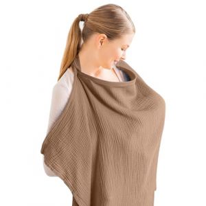 Aolso Tablier Allaitement, Couverture d'allaitement en mousseline pour b&eacute;b&eacute;,Grande housse d'allaitement, Couverture d'allaitement en Coton Cape Allaitement Avec anneau rigide(Chameau) (YIJIABAI, neuf)