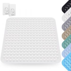 Tapis De Douche, 80 x 80 cm Tapis Antid&eacute;rapant avec Ventouses, Tapis de Douche Carr&eacute;, Tapis Antid&eacute;rapant en PVC, Tapis de Douche Carr&eacute; Lavable, Lavable en Machine, pour Douche et Sauna, Blanc (ARCPNRT Eur, neuf)