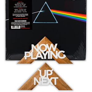 Tapeera Support Vinyle Mural en Bois avec &Eacute;criteau Now Playing &ndash; Accroche Vinyle Sans Per&ccedil;age &ndash; Pr&eacute;sentoir Disque Vinyle Adh&eacute;sif &Eacute;l&eacute;gant pour Collectionneurs (Player One Plus, neuf)