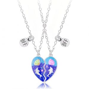 Collier d'Amiti&eacute; Best Friends pour 2 Filles, Collier Coeur S&eacute;parable, Cadeau pour Fille et Gar&ccedil;on, Anniversaire et No&euml;l (JING DAYU, neuf)