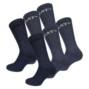 Caterpillar Outdoor Socks 6 paires de chaussettes pour hommes en coton doux avec contr&ocirc;le de l'humidit&eacute;, pointe et talon renforc&eacute;s (Bleu, 4145) (Naduf, neuf)