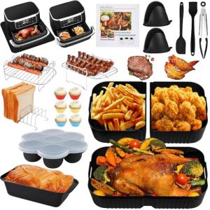 YAOYIN Moule Silicone Air Fryer, Accessoires Air Fryer pour Ninja Foodi Flex 10,4 L AF500EU (1x10,4L / 2x5,2L), Dual Zone Ninja Air Fryer Accessoires Moule Silicone Air Fryer,Grilles de Cuisson Etc (YAOYIN, neuf)