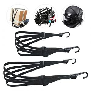 URAQT Noir Elastique Porte-Bagages, Sangle Bagage Elastique 90cm & Sangle Bagage Elastique 60cm avec Crochets pour Camping/Vélo/Moto/Fixer Casque/Bagage/Cartable, 2PCS Réglable Elastique Porte-Bagages (Kitchensupplier, neuf)