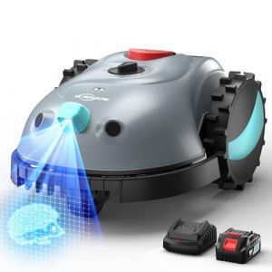 YARDCARE V100 Robot Tondeuse sans Fil Périphérique, avec Caméra, évitement d'obstacles, Navigation Visuelle, 150㎡ Robot Tondeuse Gazon Batterie 4 Ah, avec Lames de Rechange, Coupe en Spirale (YARDCARE Direct EU, neuf)