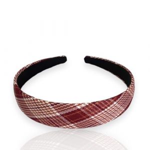 Bandeau pour cheveux en tissu tartan écossais, élégant, polyvalent, avec étui organza (Bordeaux, blanc et orange, Tartan) (Bottega della Pricipessa-accessori moda, neuf)