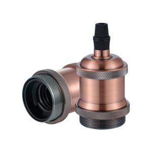 Vecys Vintage E27 Adaptateur Douille,Edison Suspension lampe,Solide Cuivre Céramique Douille pour Plafonds Bricolage Suspension Lampe（Rouge Cuivre,2pcs） (Vecys, neuf)