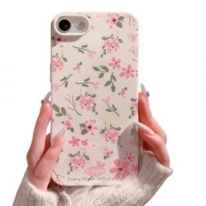 Reownest Compatible avec Coque iPhone 7/8/SE Mignon Pink Fleur Pattern Aesthetic Ultra-Mince Design Antichoc Housse Souple et Imperm&eacute;able Silicone Femme Fille Etui - Blanc (Ownest brand, neuf)