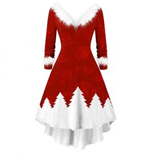 Robe M&egrave;re No&euml;l Femme Lutin Elfe Robe Rouge Longue Noel Col en V Robe Pull Chic &Eacute;l&eacute;gant Sexy Moulante Robes en Tricot &agrave; Manches Longues Automne Hiver D&eacute;contract&eacute; D&eacute;guisement M&egrave;re No&euml;l (c-Red, M) (BAULMD（90% Big Promotion Without Discount Code ）, neuf)