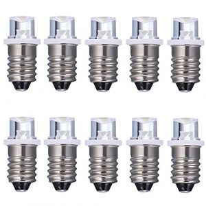 GutReise 10 ampoules LED &agrave; vis E10 + 10 ampoules E10 Base, 6V Ampoule LED blanc froid (6V, Cold White) (GutReise, neuf)