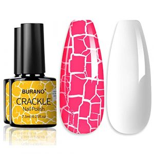 BURANO Vernis à ongles multicolore crack gel, vernis à ongles + vernis à ongles en gel blanc 2 flacons, séchage à l’air requis (Rose) (BURANO Direct, neuf)