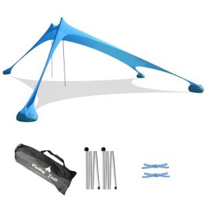 Tente d'ombrage auvent de Plage 4-5 Personnes Parasol Portable Anti-UV de Plage (Blue) (KooMover, neuf)