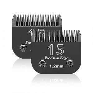 Lame de rechange pour toilettage de chiens,Compatible avec Les séries Heiniger/MOSER Max45 /Andis/Oster A5/Wahl 10KM Series Tondeuse pour Chien,Taille 15 3/64" (1,2mm) Longueur de Coupe,2 unité Noir (sodaer555, neuf)