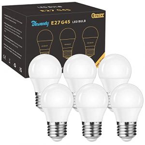 Blewandy Ampoules LED E27, G45 Type Globe Ampoules de 5W &Eacute;quivalent Incandescente 40W, Blanc Chaud 3000K Ampoule &Eacute;conomie D'&eacute;nergie 500LM, Non Dimmable avec Culot &agrave; Vis, Lot de 6 (XIONG liyuankeji, neuf)