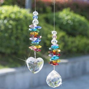 H & D HYALINE & DORA Cristal Arc-en-Soleil en Verre Coeur Prisme Chakra Couleurs Perles Pendentif Fenêtre Décor, Paquet de 2 (crystalonline, neuf)