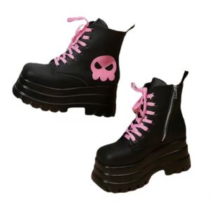 Ulalaza Femmes Mary Jane Robes Pumps Lolita Chaussures mignonnes plate-forme gothique double cheville sangle rond (ToBe-One, neuf)