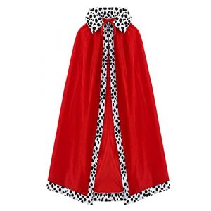 MIVAIUN Cape de Roi Reine Adulte, Manteau Royal Médiéval Robe de Velours Cape de Déguisement, Costume de Prince Roi Reine pour Halloween, Noël, Carnaval, Cosplay, Spectacle sur Scène, 120cm (Rouge) (HONGXIN EU, neuf)