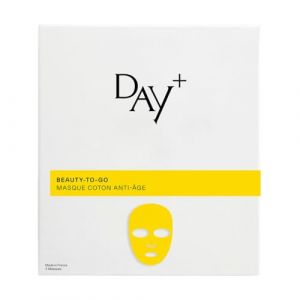 DAY+ | Masque Coton Anti-&Acirc;ge | Anti-rides, Estompe les rides/ridules, Raffermit la peau, Lifte & Lisse | Effet botox | Instensyl&reg;, Colla-Gain&reg; | 99% d'ingr&eacute;dients naturels | Pack de 6 masques (Cosmeco, neuf)