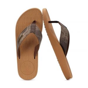 KuaiLu Tongs Hommes été Plage Flip Flops Adulte Soutien Voute Plantaire Tongue Sandales Cuir en Tissu Orthopedique Yoga Mousse Piscine Antidérapantes Semelles Douche Claquette Kaki marron 47 (KUAILU-XYL, neuf)