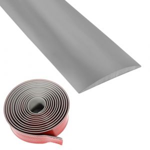 Profilé de transition autocollant en vinyle - Rails de transition - Plinthe de sol - Bandes de recouvrement en grain de bois - Pour sols - Gris - 4 cm x 3 m (Find Next, neuf)