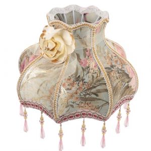 Homoyoyo Abat-Jour Vintage Style Europ&eacute;en Abat-Jour E27 Tissu Couverture De Lampe Victorienne Avec Perle P&eacute;toncle Lampe De Table Abat-Jour Remplacement Clip Sur Ampoule (Alda Jin, neuf)