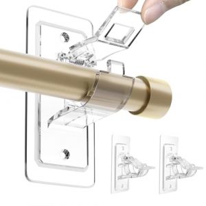 BelleVive Lot de 2 supports de tringle &agrave; rideaux autocollants sans per&ccedil;age en PET - Crochets de tringle &agrave; rideaux r&eacute;glables sans clous pour salon et salle de bain (BelleVive, neuf)