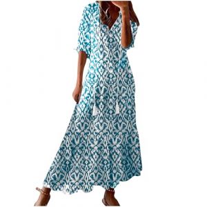 Ventes Flash du Jour Femme Robe de Plage Longue Robe Sexy Boh&egrave;me Pas Cher Elegante &Eacute;t&eacute; Maxi Robes Ample Chic D&eacute;contract&eacute; Sexy Mi-Longue Robes de Soir&eacute;e Boh&egrave;me Casual Habill&eacute;e Dress D'&Eacute;t&eacute; Mi-Longue (⭐⭐⭐⭐⭐AEGJEGVD⭐⭐⭐⭐⭐, neuf)