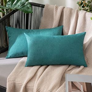 MIULEE Lot de 2 Taie d'oreiller Ext&eacute;rieure Imperm&eacute;able en Polyester Doux avec Surface Hydrofugfe Housse de Coussin de Jardin D&eacute;coratif pour Salon Chambre 40x60 cm Bleu Canard (MIULEE HOME, neuf)