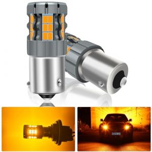 UPXSXT 2Pcs PY21W 1156 7507 BAU15S Ampoule de clignotant LED, Sans erreur CANBUS Ampoule de Remplacement Anti Hyper Flash 300% Super Lumineux Ambre 30-SMD 25W 4000LM (MaiMiao store, neuf)