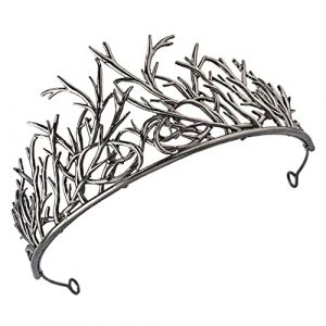 BESTYASH Couronne De Feuilles Diadème D'or Casque En Strass Couronne Baroque Coiffes De Mariée Pour La Fête Robe De Mariée Couronne De Princesse Baroque Vintage Casque De Fée Alliage Black (Feast of Yan, neuf)