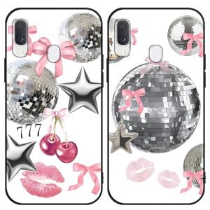 Omyzo [2 Pack Coque pour Samsung Galaxy A20e 5,8",&Eacute;tui de Protection avec Cute Aesthetic N&oelig;ud Rose,Ruban,Cerise,L&egrave;vres,&Eacute;toile,Plan&egrave;te Motif,Antichoc Silicone TPU Cartoon Housse,Cool (JiuShengShenSHi, neuf)