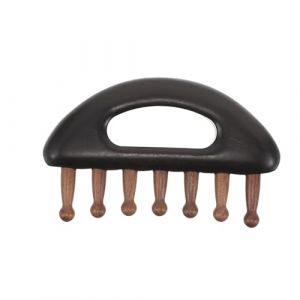 Healifty Peigne de Massage en Bois de Santal Naturel 7 Dents Larges pour Cuir Chevelu Brosse de Pression M&eacute;ridienne Outil de Grattage Gua Sha pour Massage T&ecirc;te et Barbe Soin Cheveux (Madonna Tied, neuf)