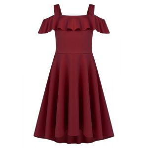 Arshiner Robe Filles Robes d'&eacute;t&eacute; Hors &Eacute;paule Enfants Robes Adolescents Robe de F&ecirc;te Robes de Soir&eacute;e Une Ligne Robe de Soir&eacute;e Rouge 10-11 Ans (Arshiner Store, neuf)