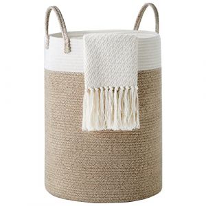 YOUDENOVA Panier à Linge, Corbeille à Linge de Corde en Coton, Panier de Rangement Linge Sale (38cm D x 50cm H, Marron) (YOUDENOVA Direct EU, neuf)