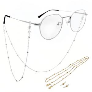 JEYORZY 2 PCS Chaine de Lunettes Femme Chaîne de Lunettes de Soleil Collier Porte Lunettes Femme Collier à Lunettes Perles pour Femmes Hommes, Accessoire Accroche Lunette,Or/Argent (Wacicy EU, neuf)